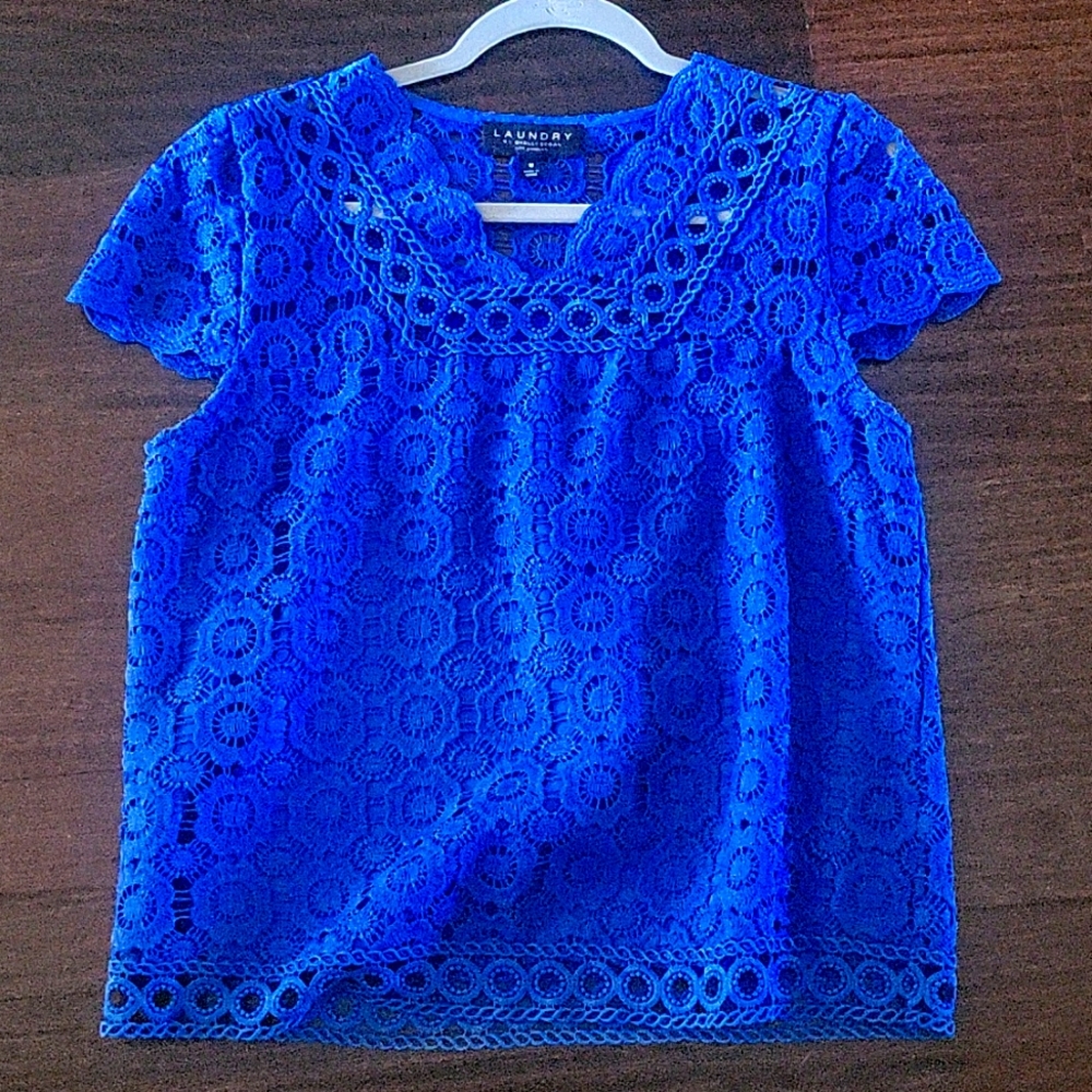Royal blue lace top M NWOT